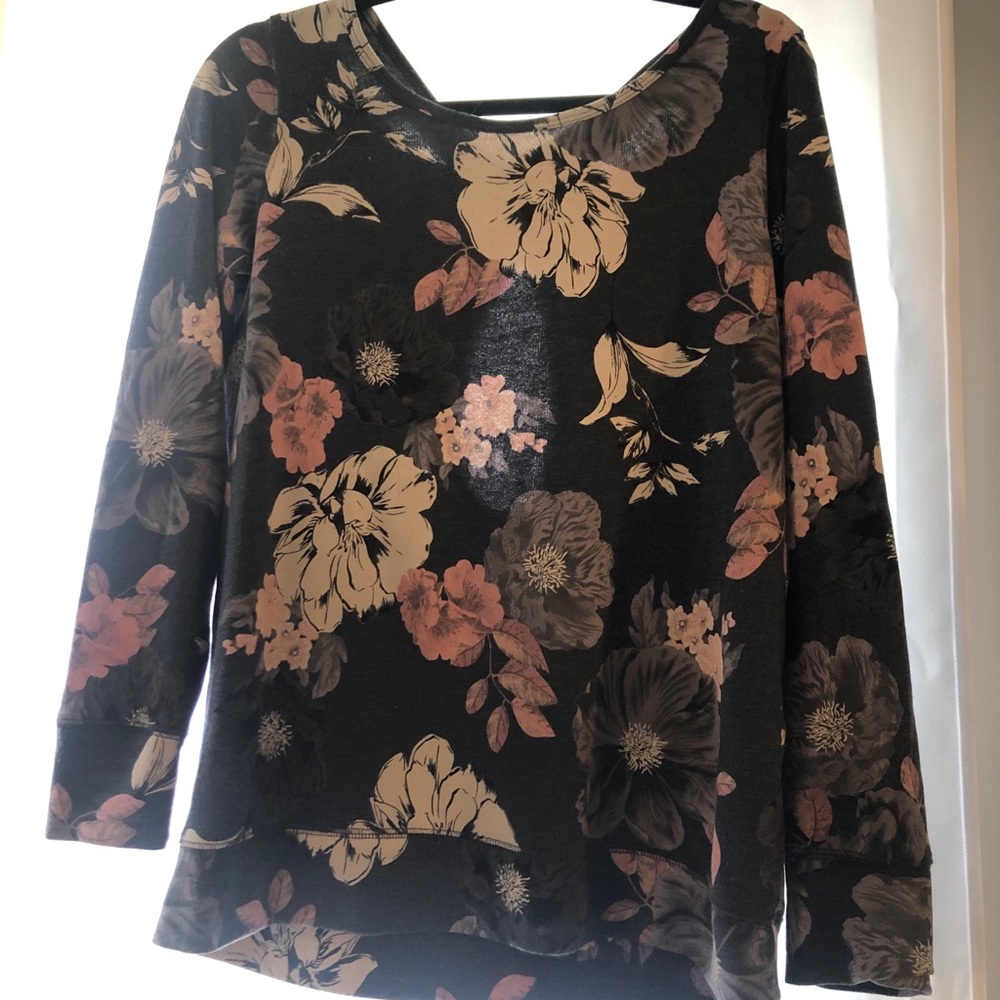 Old Navy Floral Sweatshirt Open Back Medium